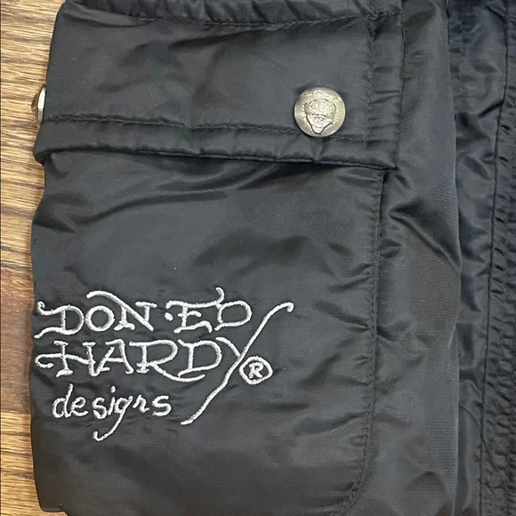 Limited edition Ed Hardy Christian Audigier puffer jacket with hood Adult Large - Picture 9 of 16